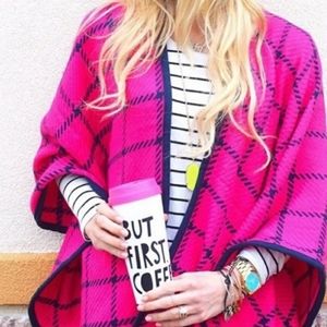 Pink & navy shawl. One size fits all